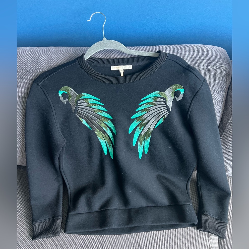 Maje Embroidered Wings Sweatshirt Size 1 (US 4 or Small)